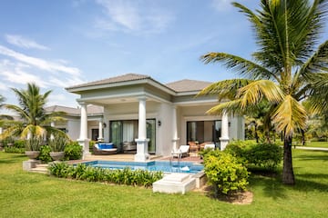 a house with a pool in the back