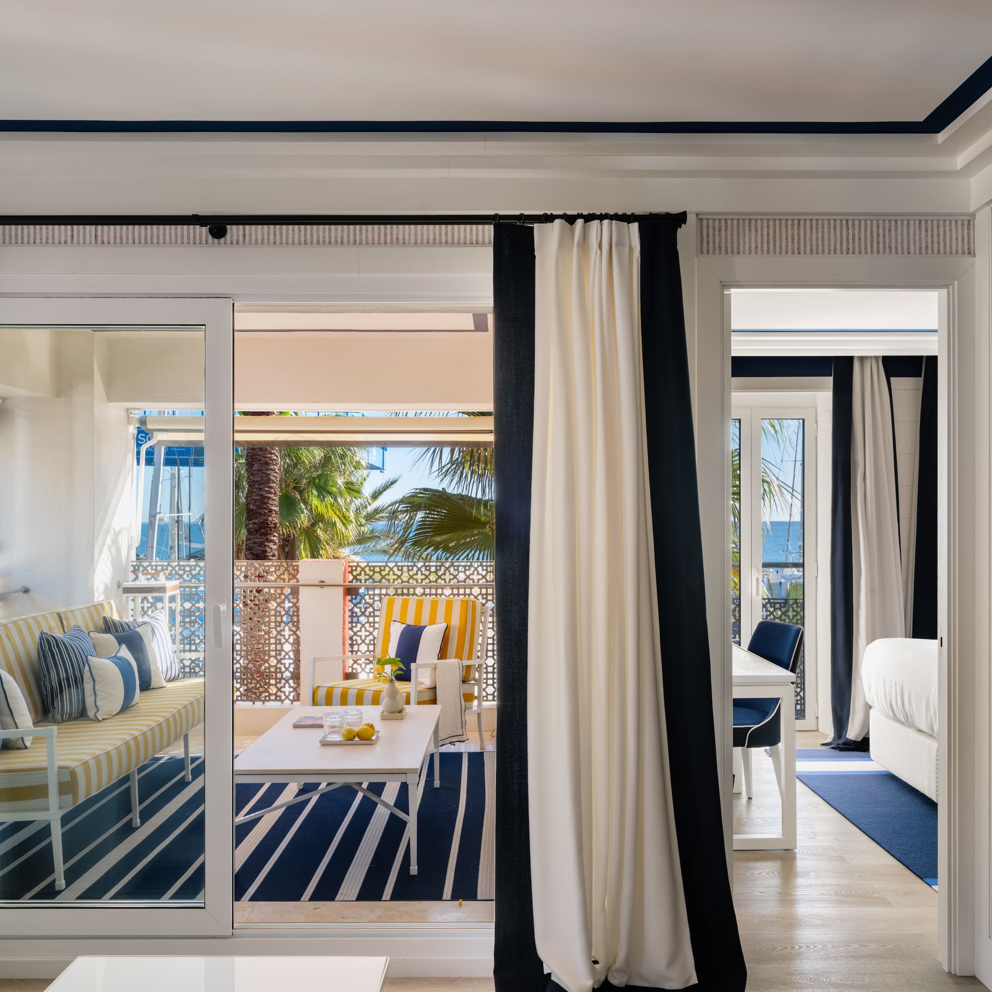 a room with a sliding glass door