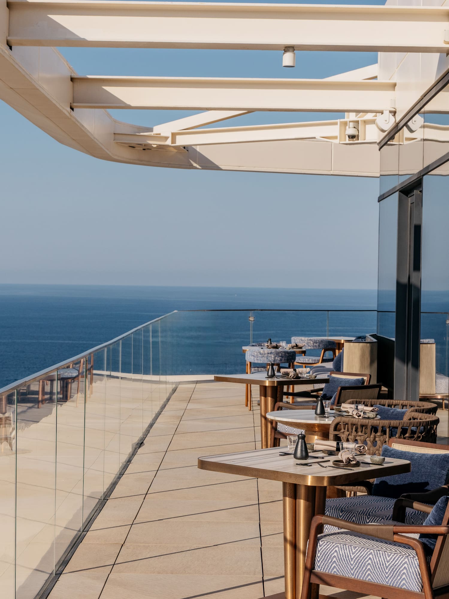 a restaurant overlooking the ocean