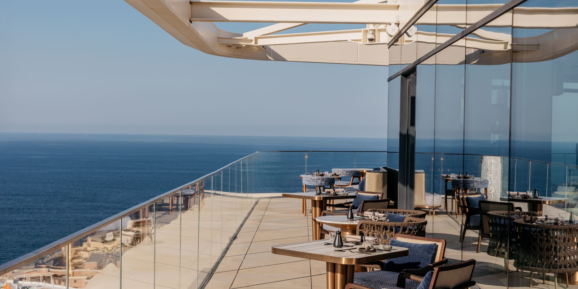 a restaurant overlooking the ocean