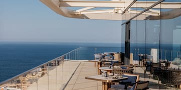 a restaurant overlooking the ocean