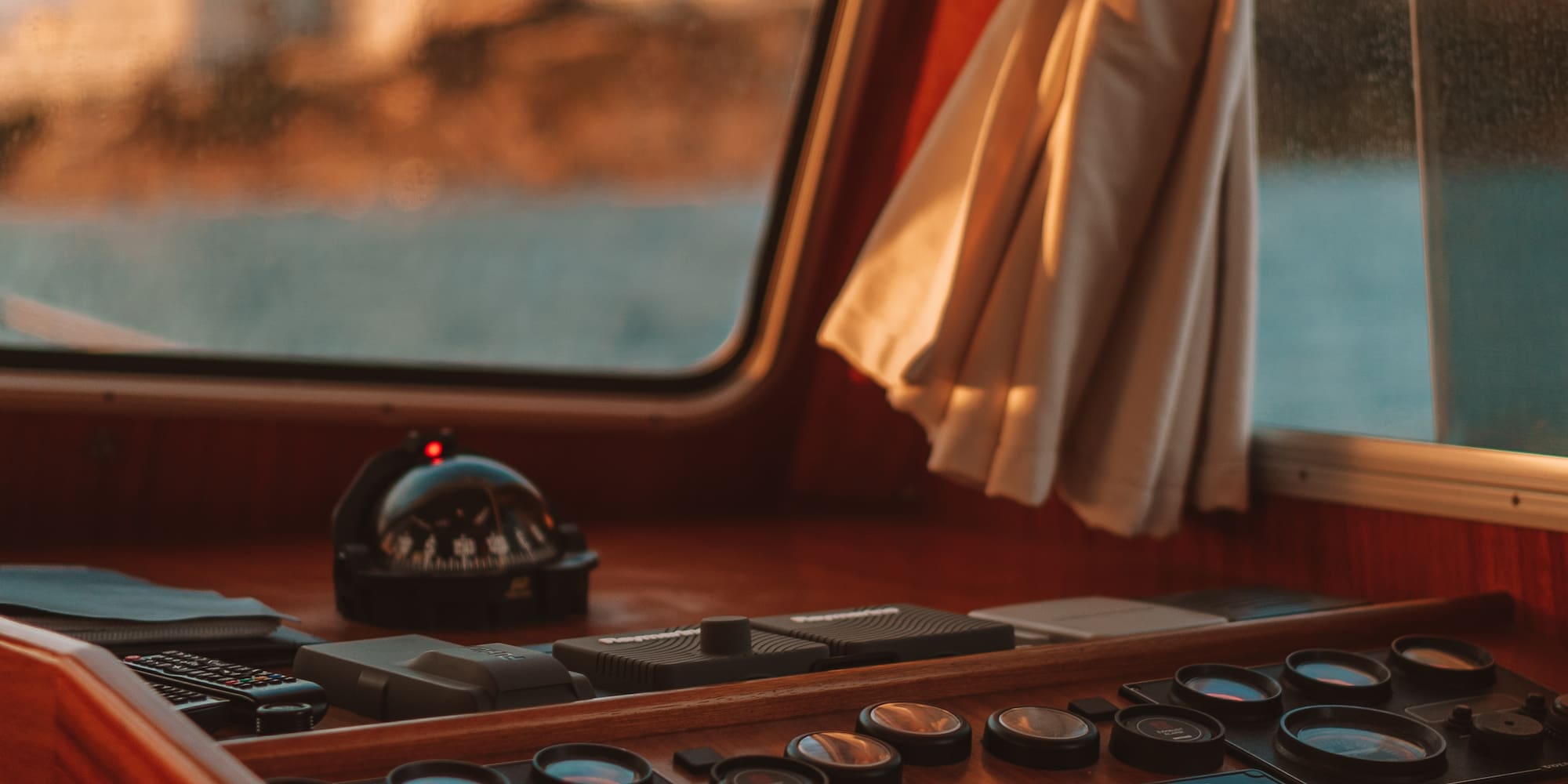 a control panel on a boat