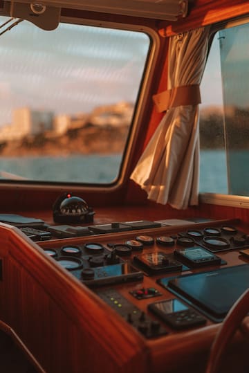 a control panel on a boat