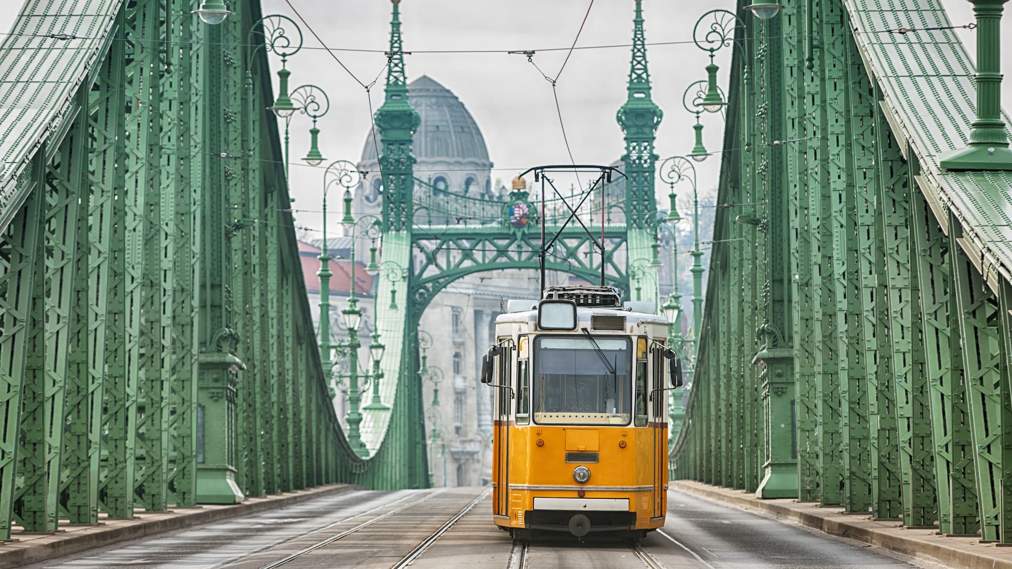 a trolley on a bridge
