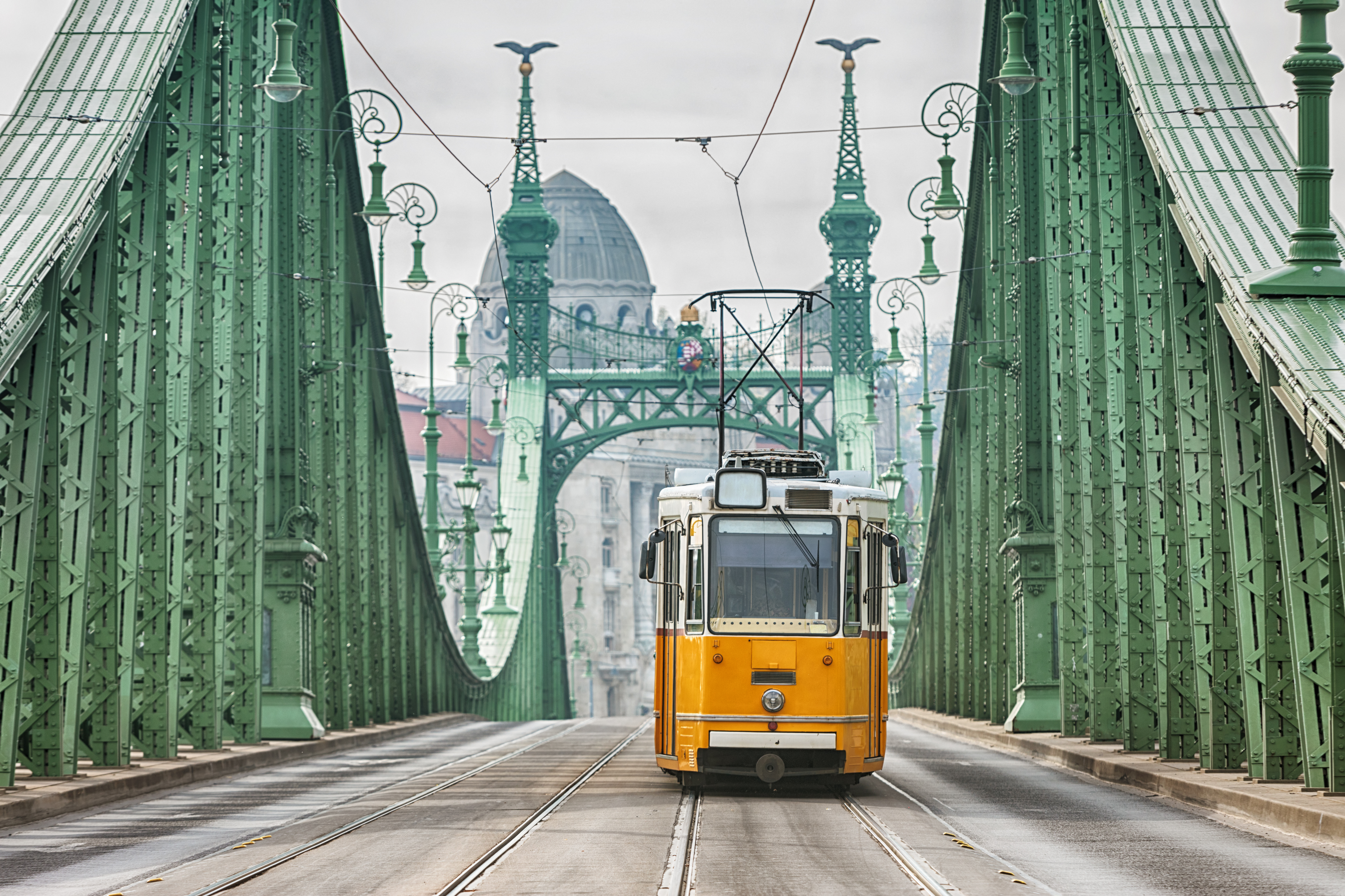 a trolley on a bridge