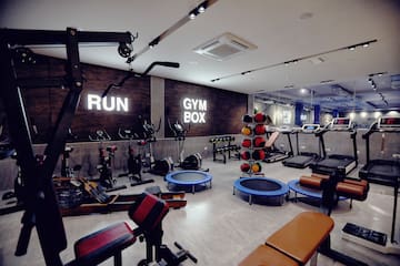 a room with exercise equipment