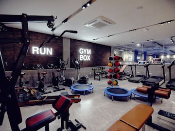 a room with exercise equipment