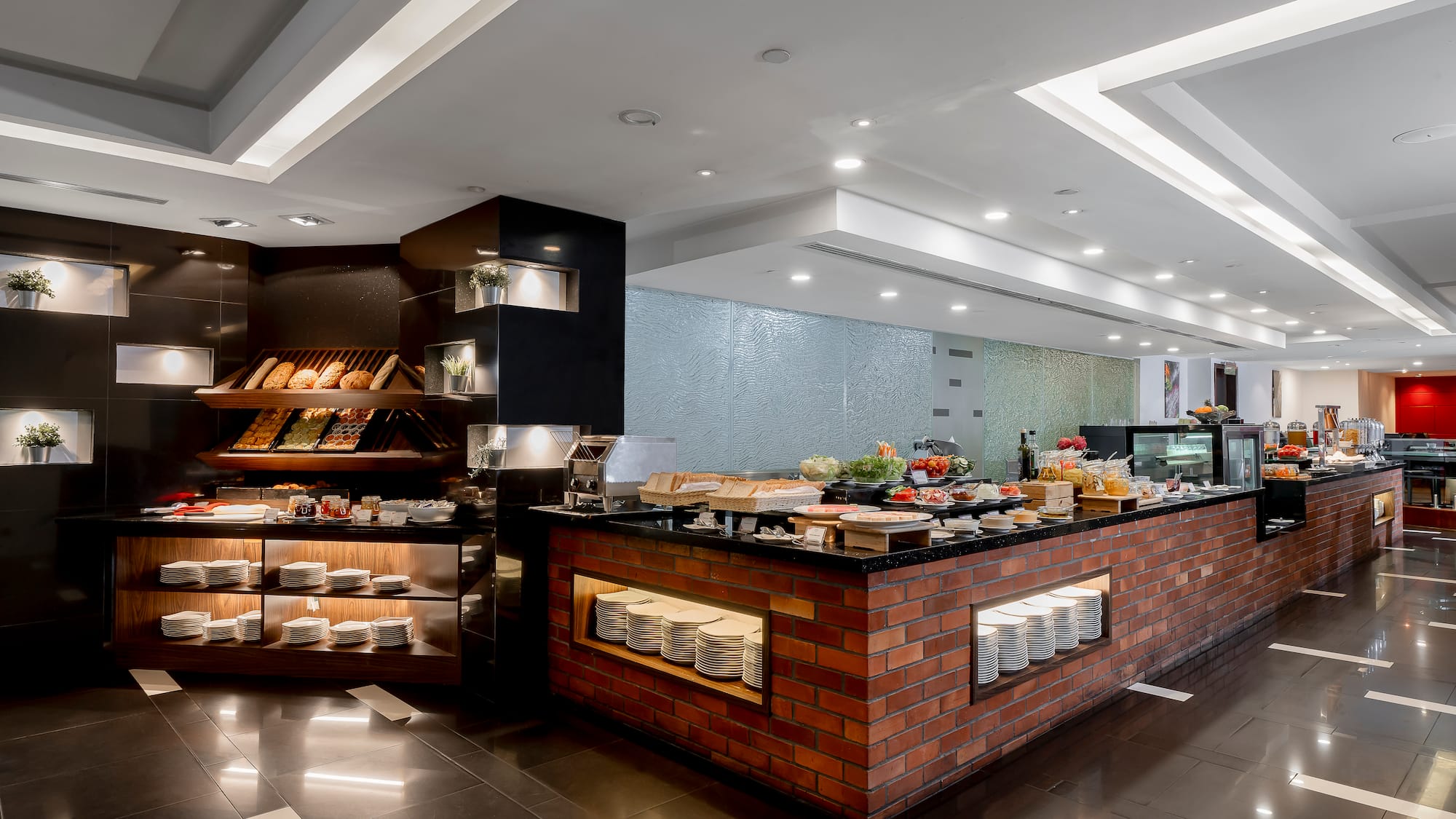 a food buffet in a restaurant