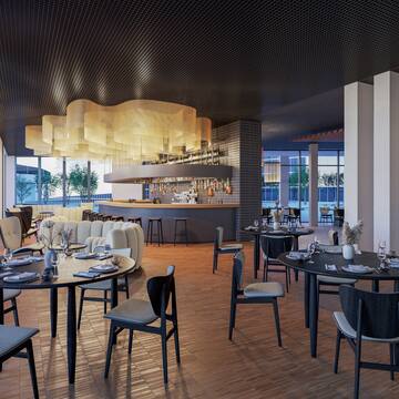 a restaurant with tables and chairs