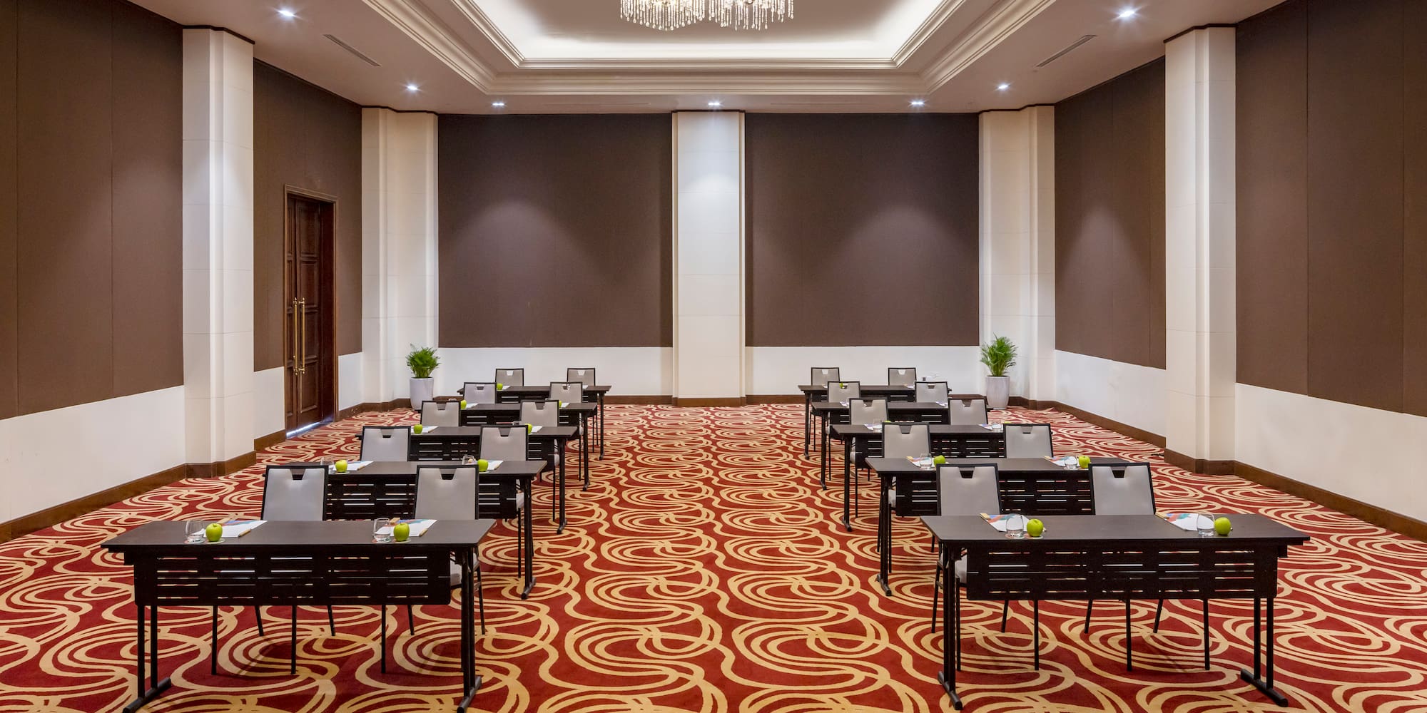 a room with tables and chairs