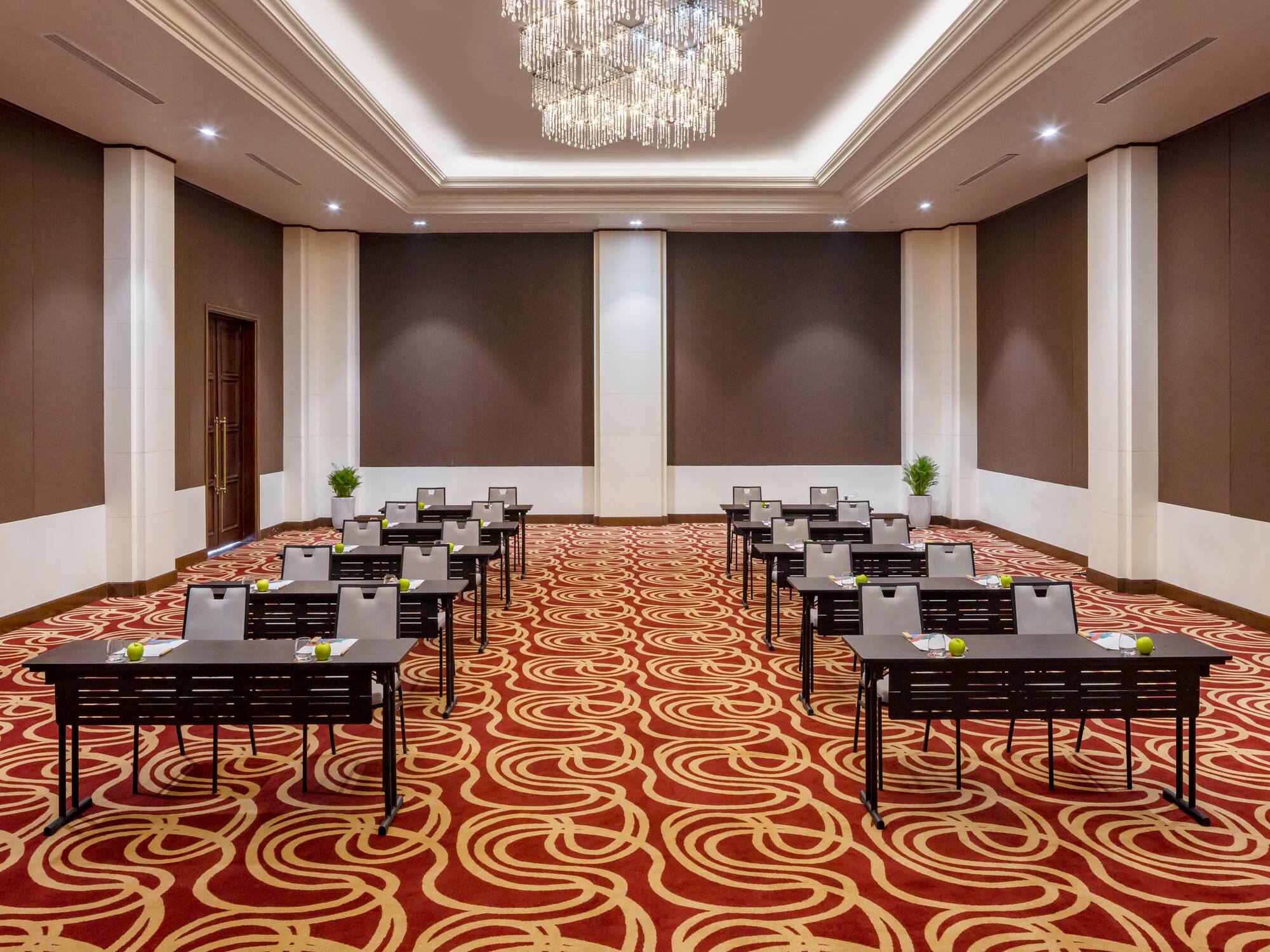 a room with tables and chairs