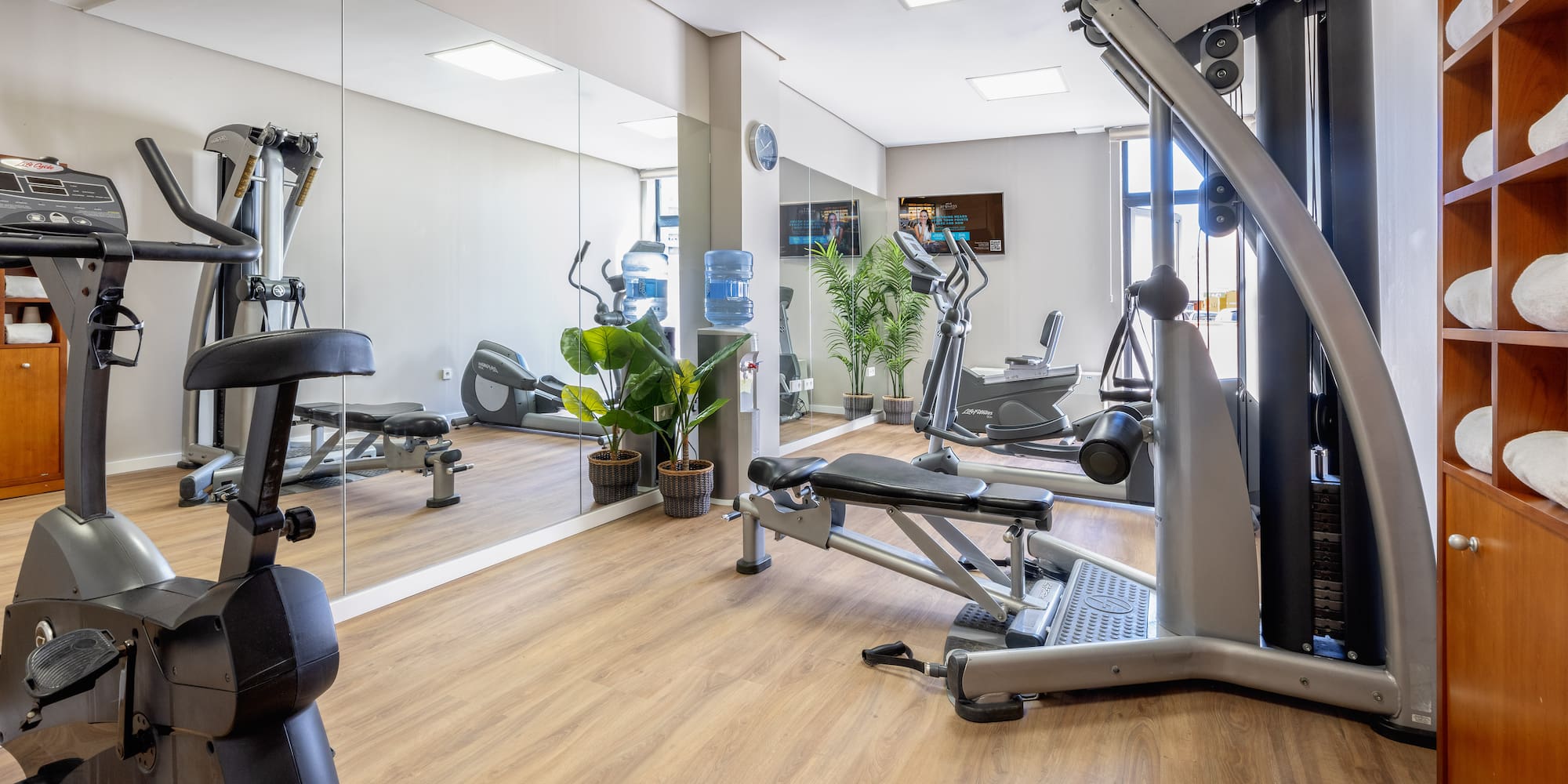 a room with exercise equipment