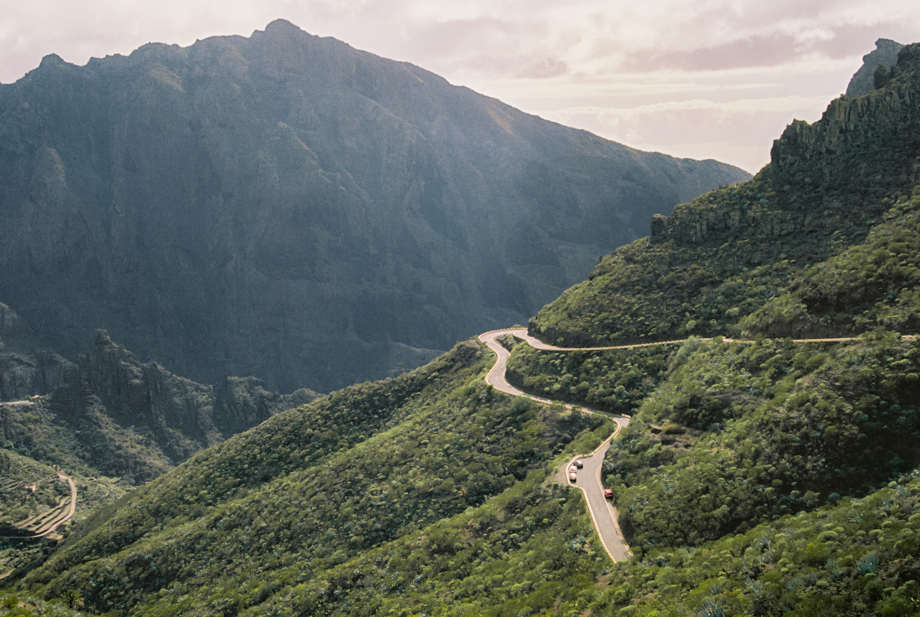 a road going through a valley