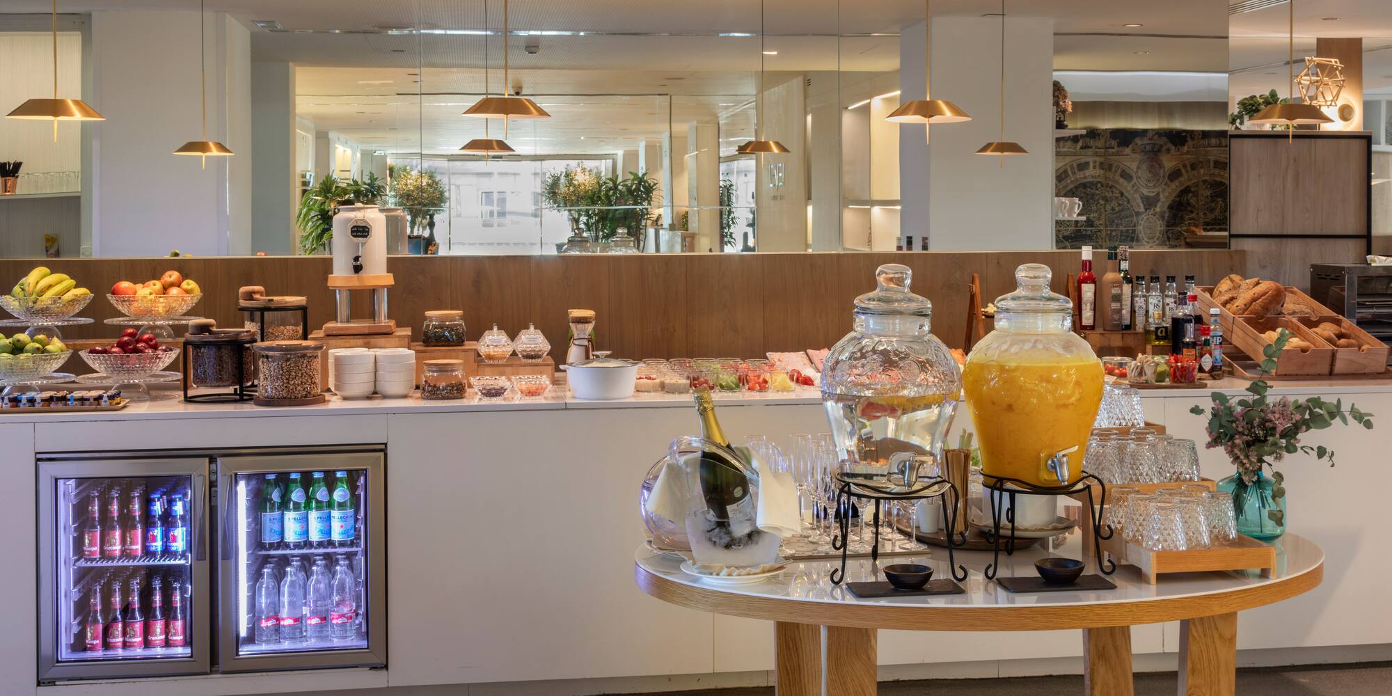 a table with drinks on it