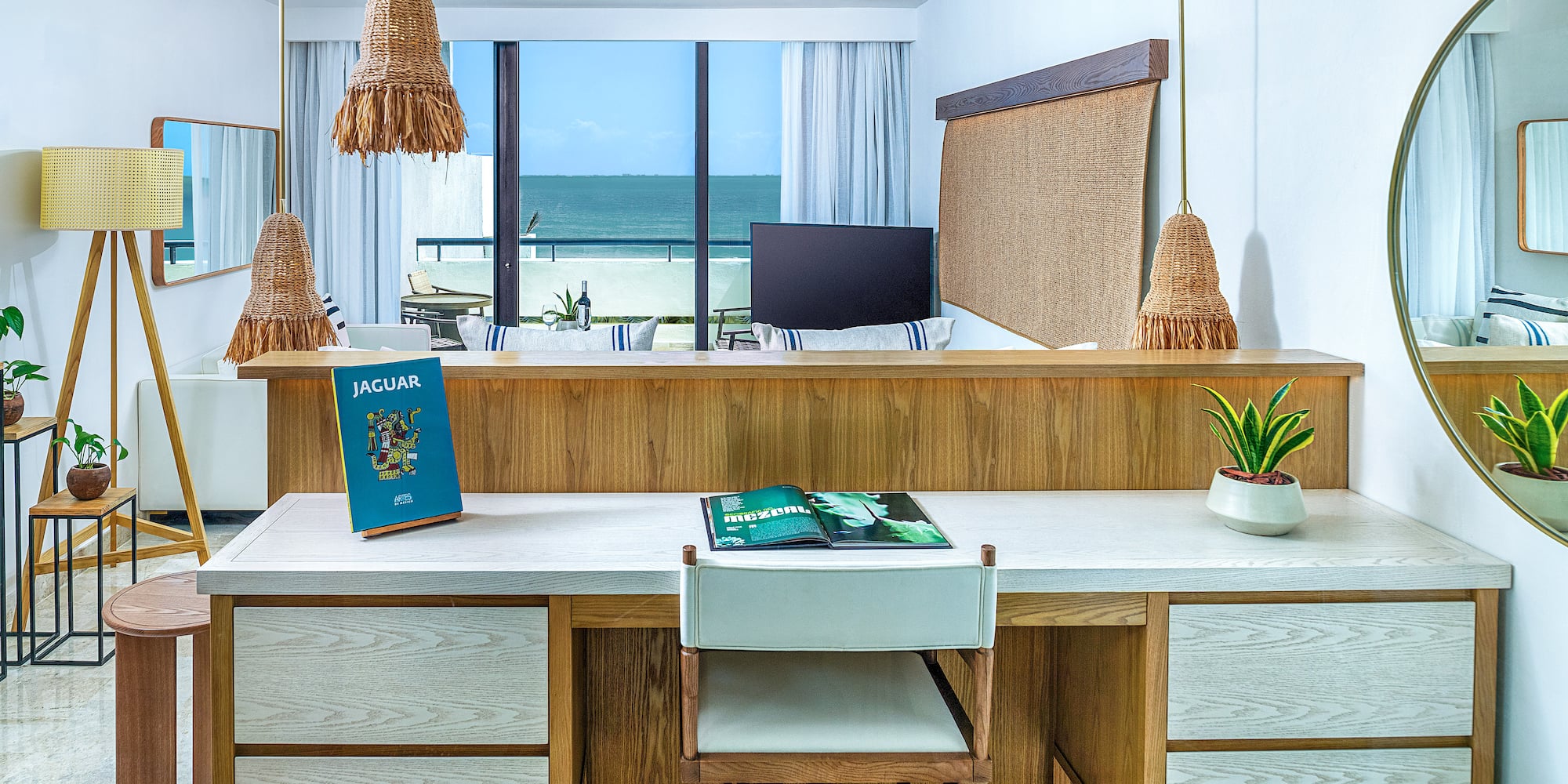 a desk with a book on it