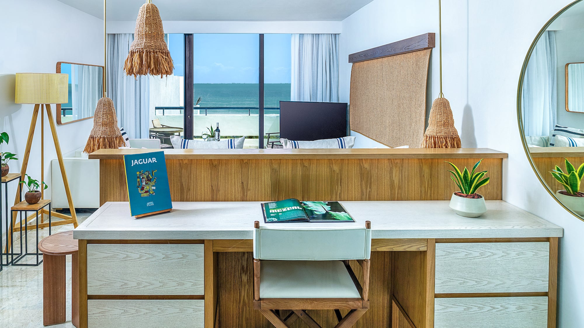 a desk with a book on it