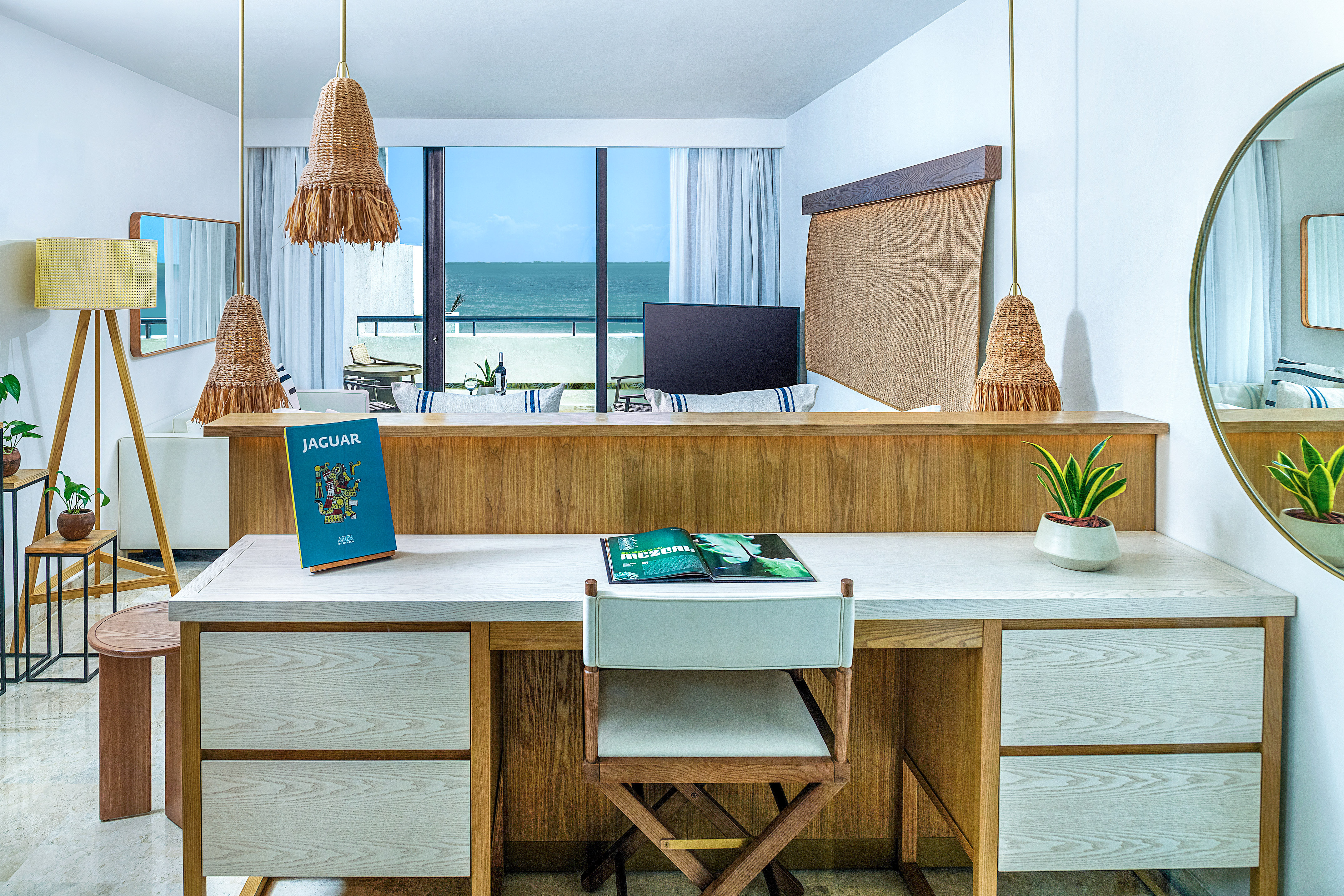 a desk with a book on it