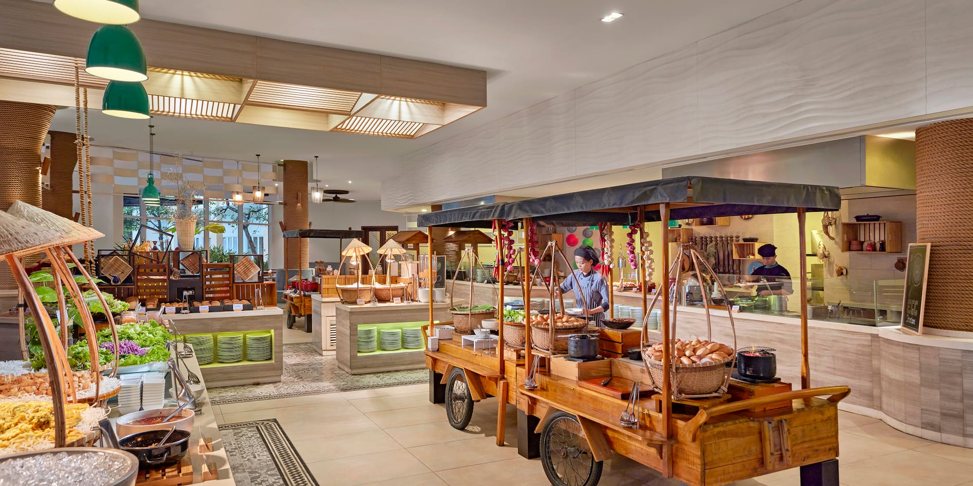a food cart in a restaurant