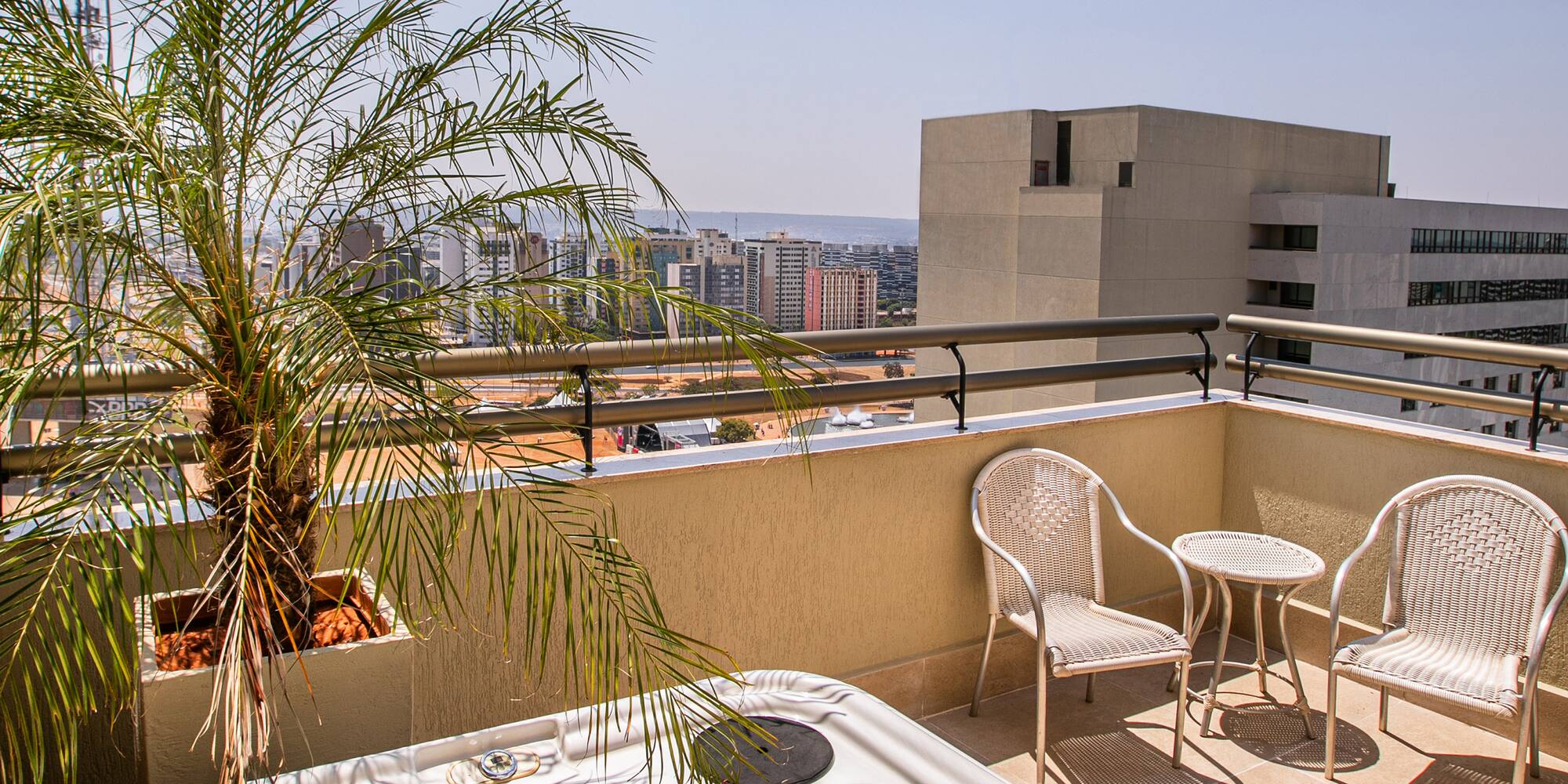 a hot tub on a rooftop