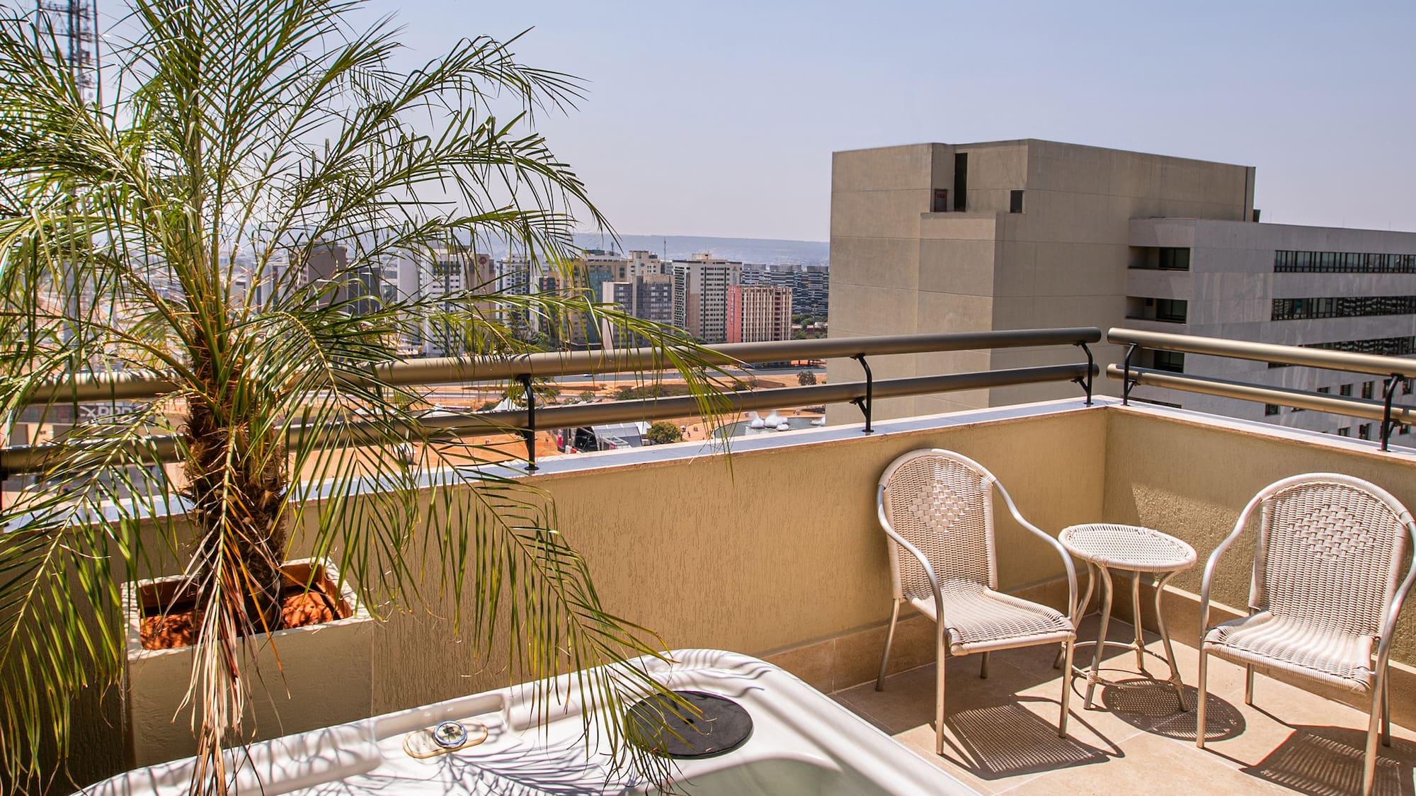 a hot tub on a rooftop