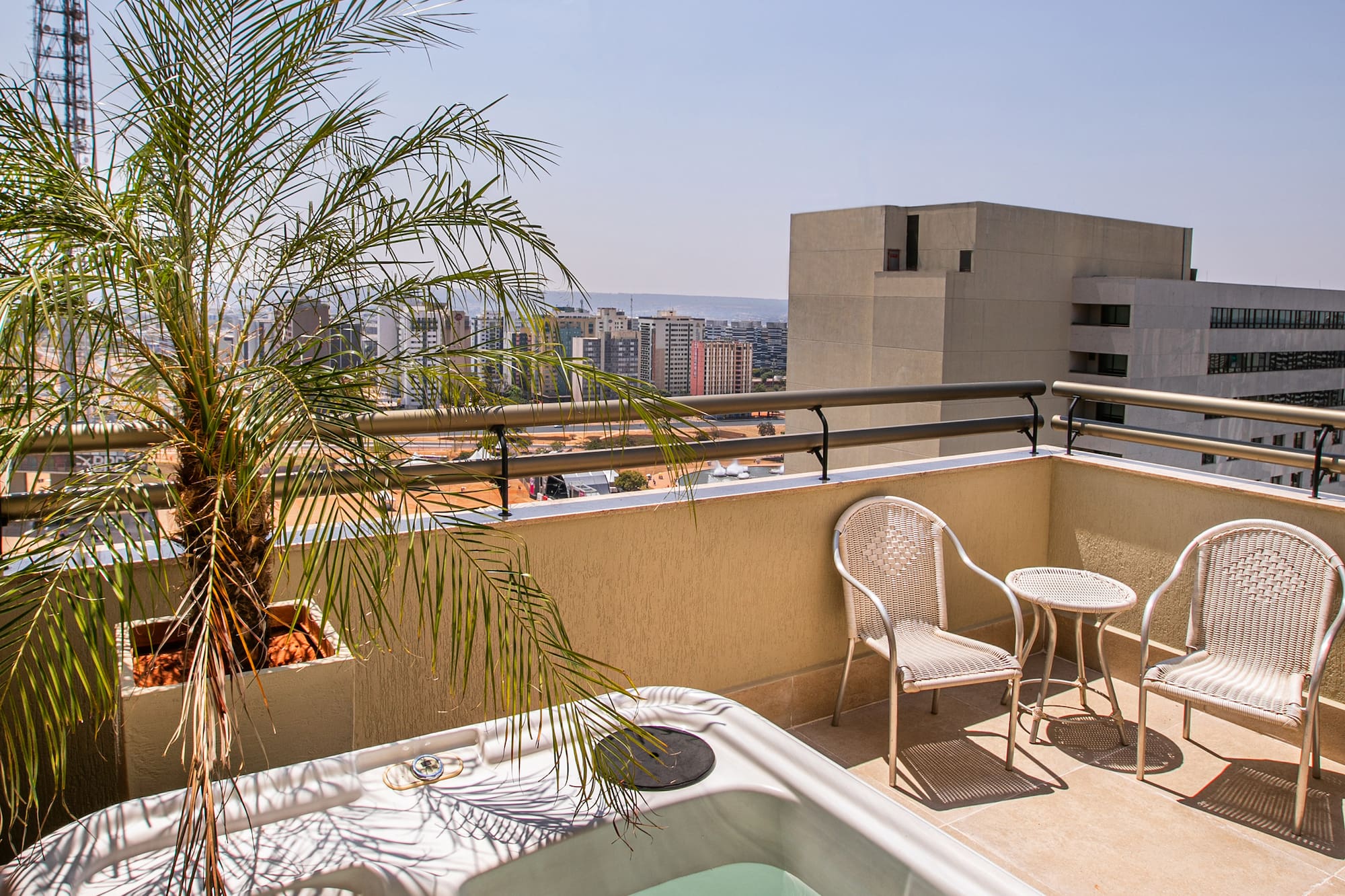 a hot tub on a rooftop