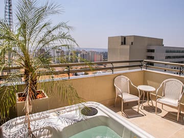 a hot tub on a rooftop