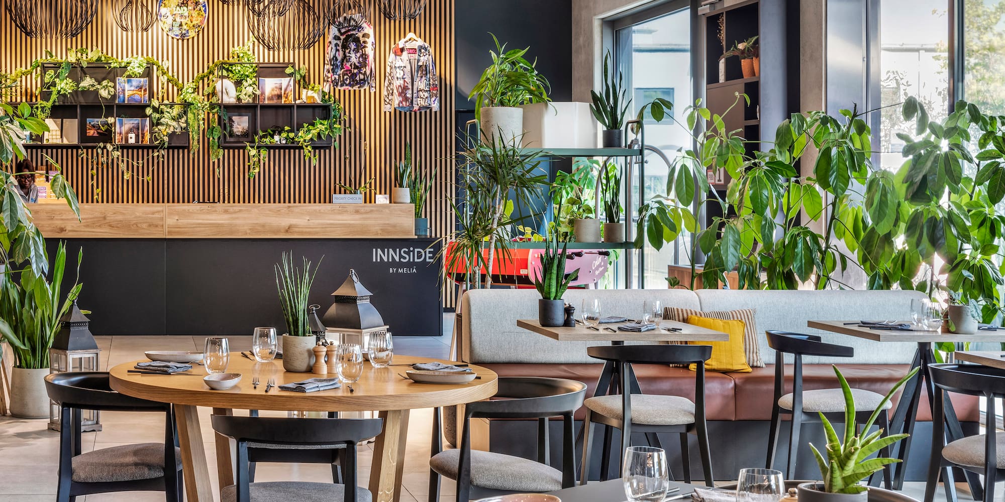 a restaurant with tables and chairs