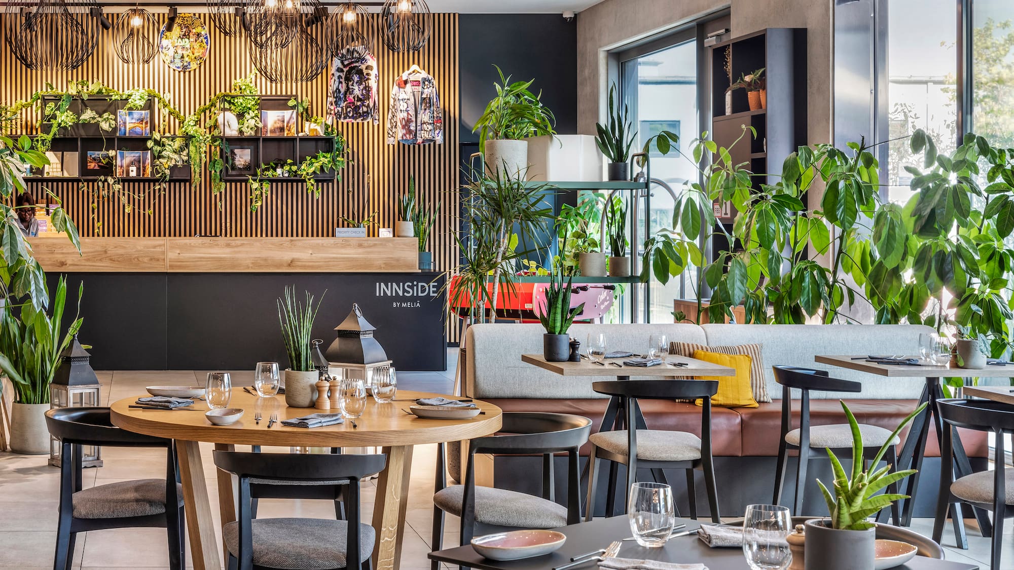 a restaurant with tables and chairs