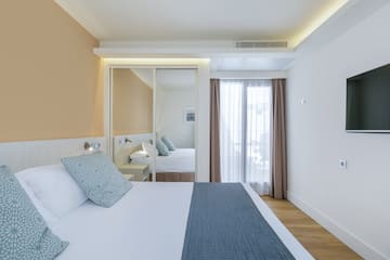 a bed in a room