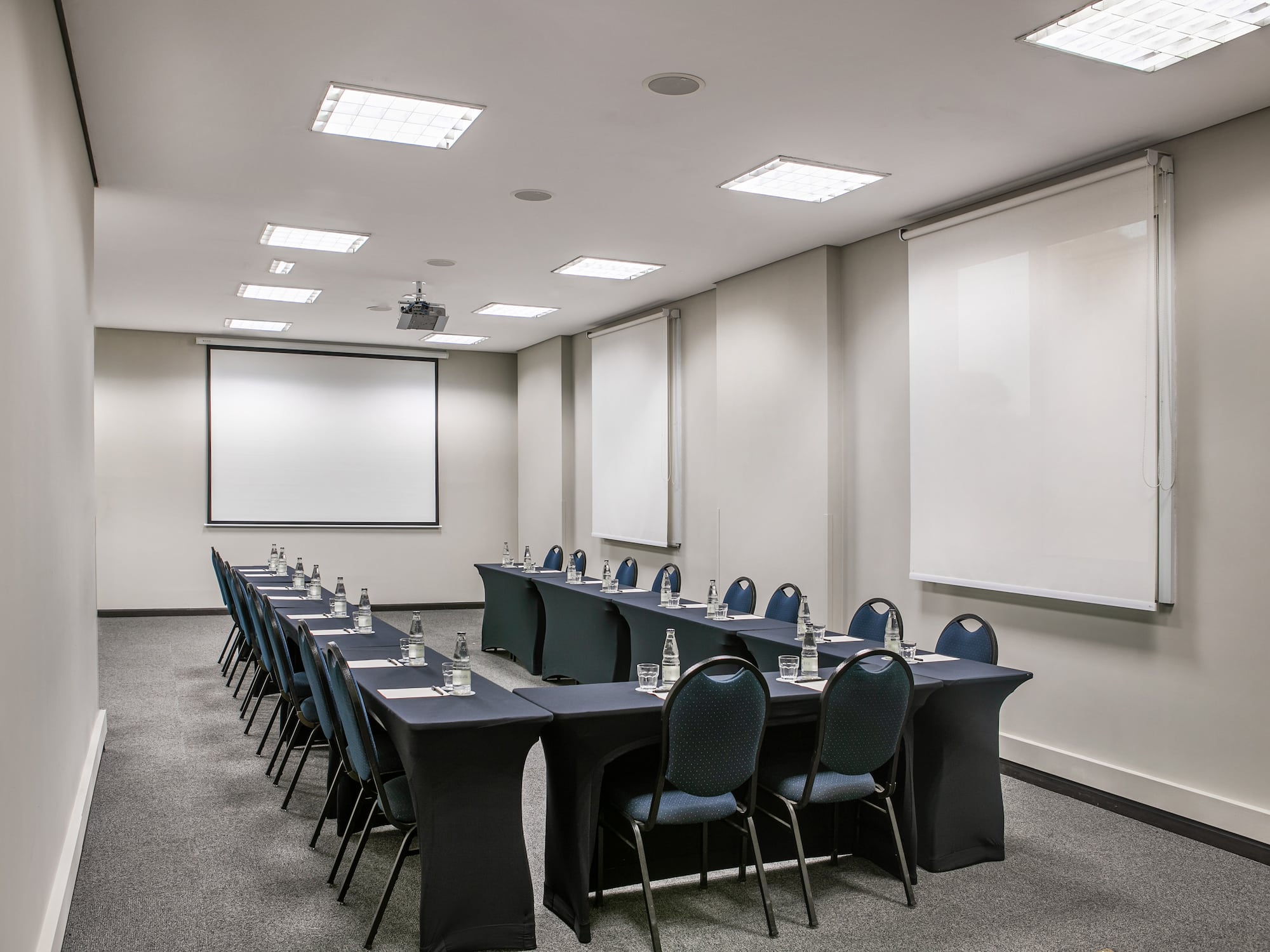 a room with tables and chairs