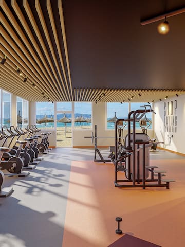 a gym with exercise equipment