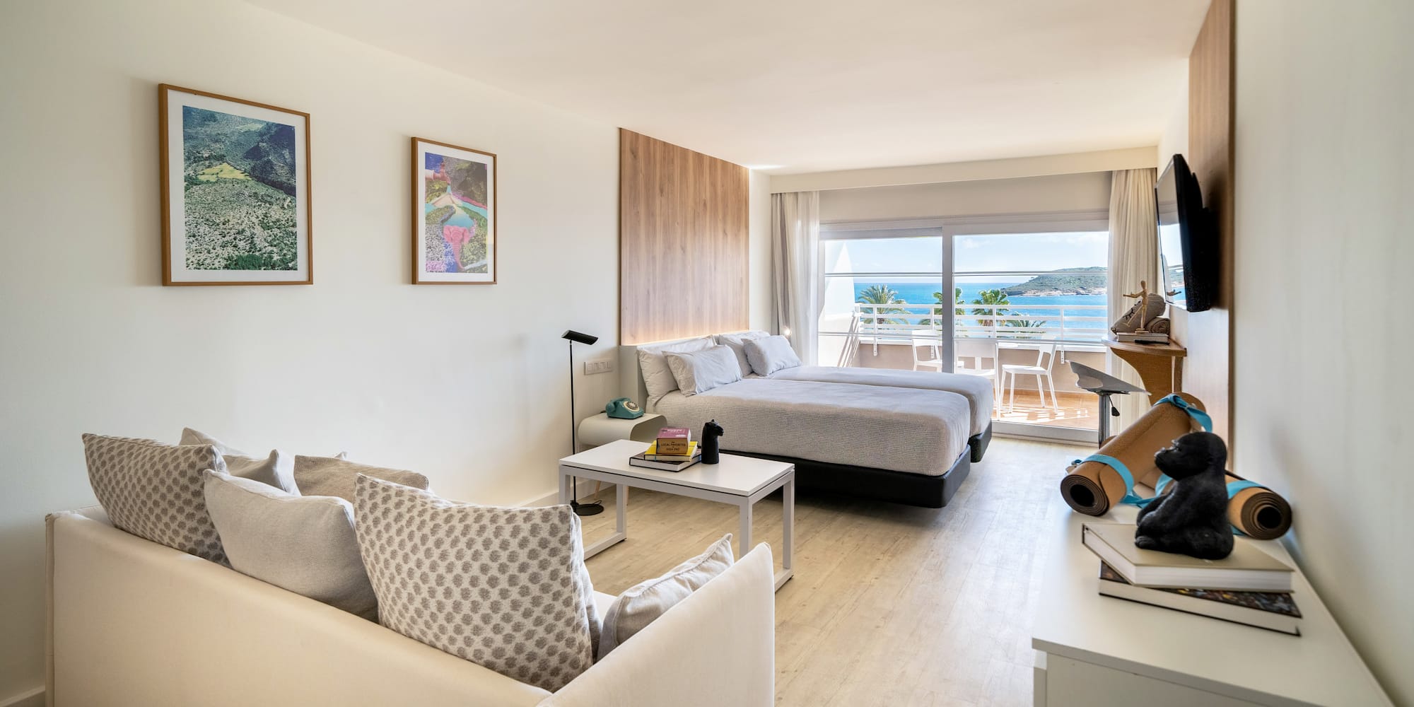 a room with a bed and a couch