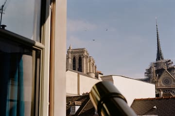 a view through a window of a building
