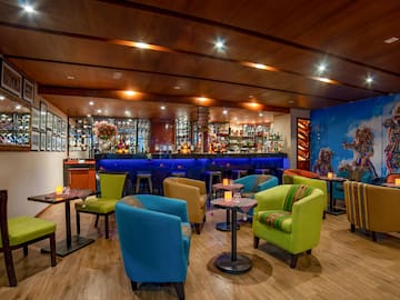 a room with tables and chairs