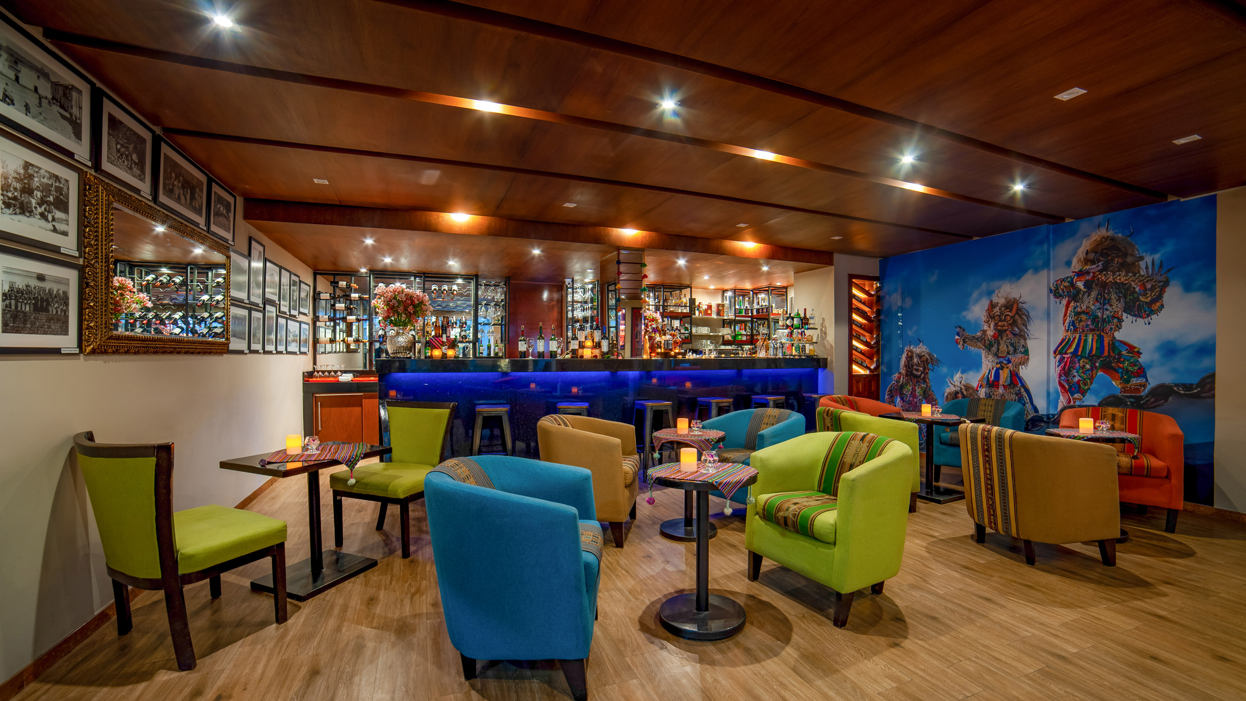 a room with tables and chairs