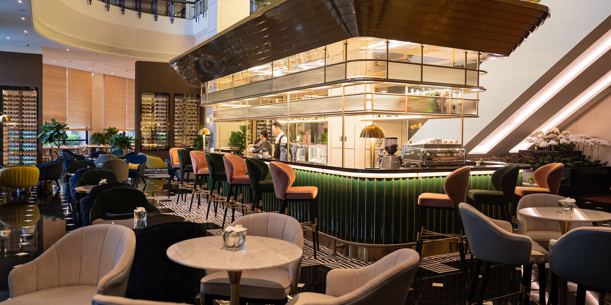 a restaurant with tables and chairs