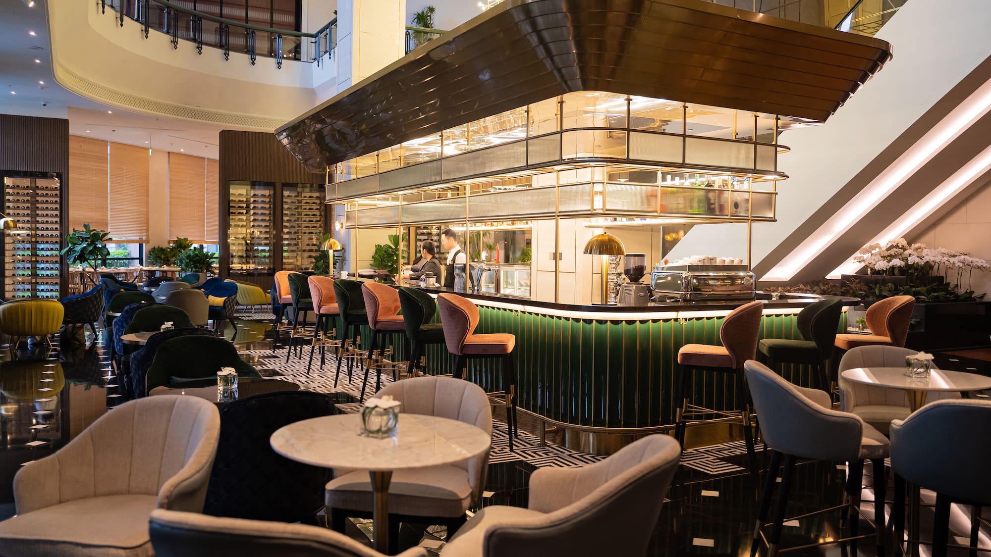 a restaurant with tables and chairs