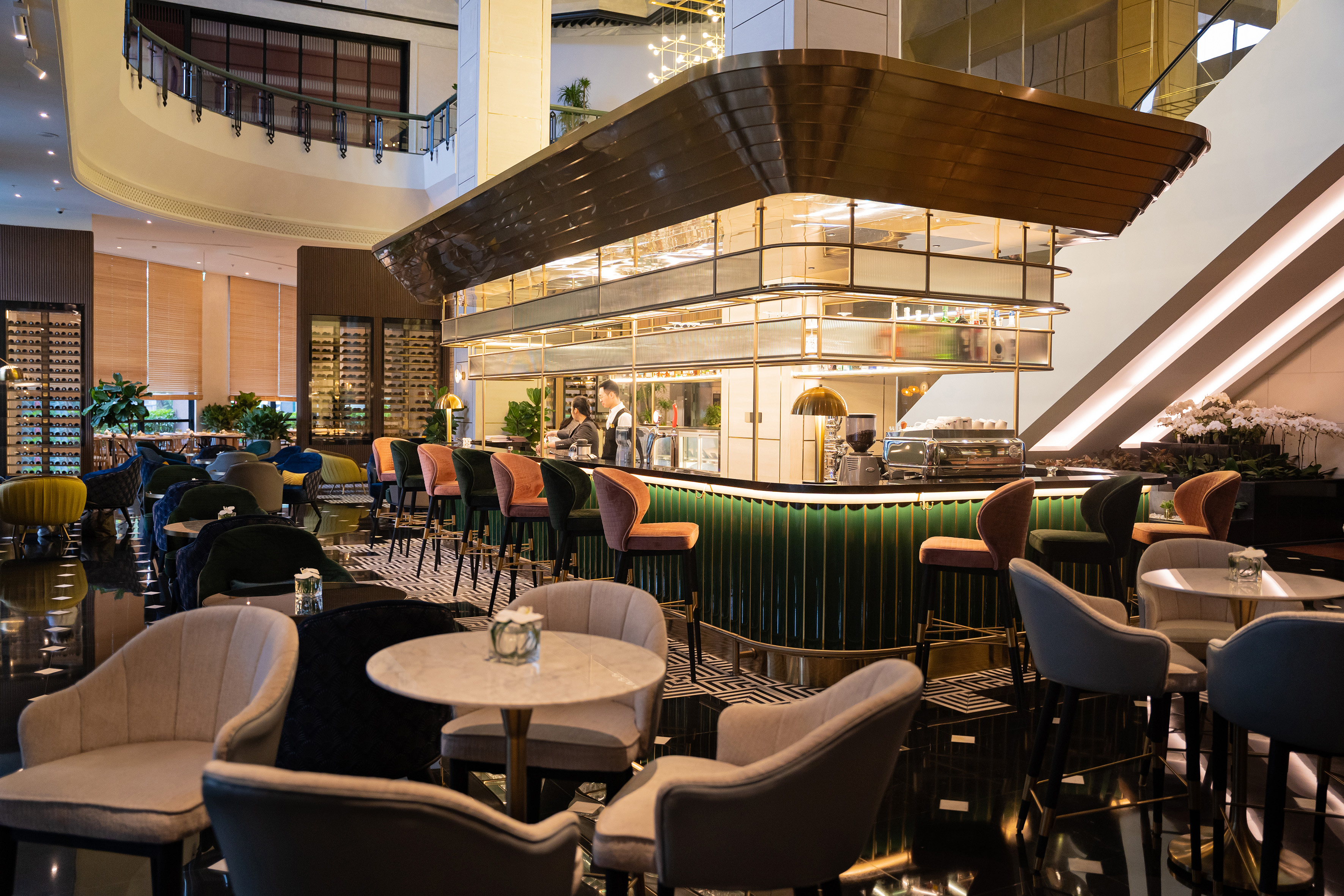 a restaurant with tables and chairs