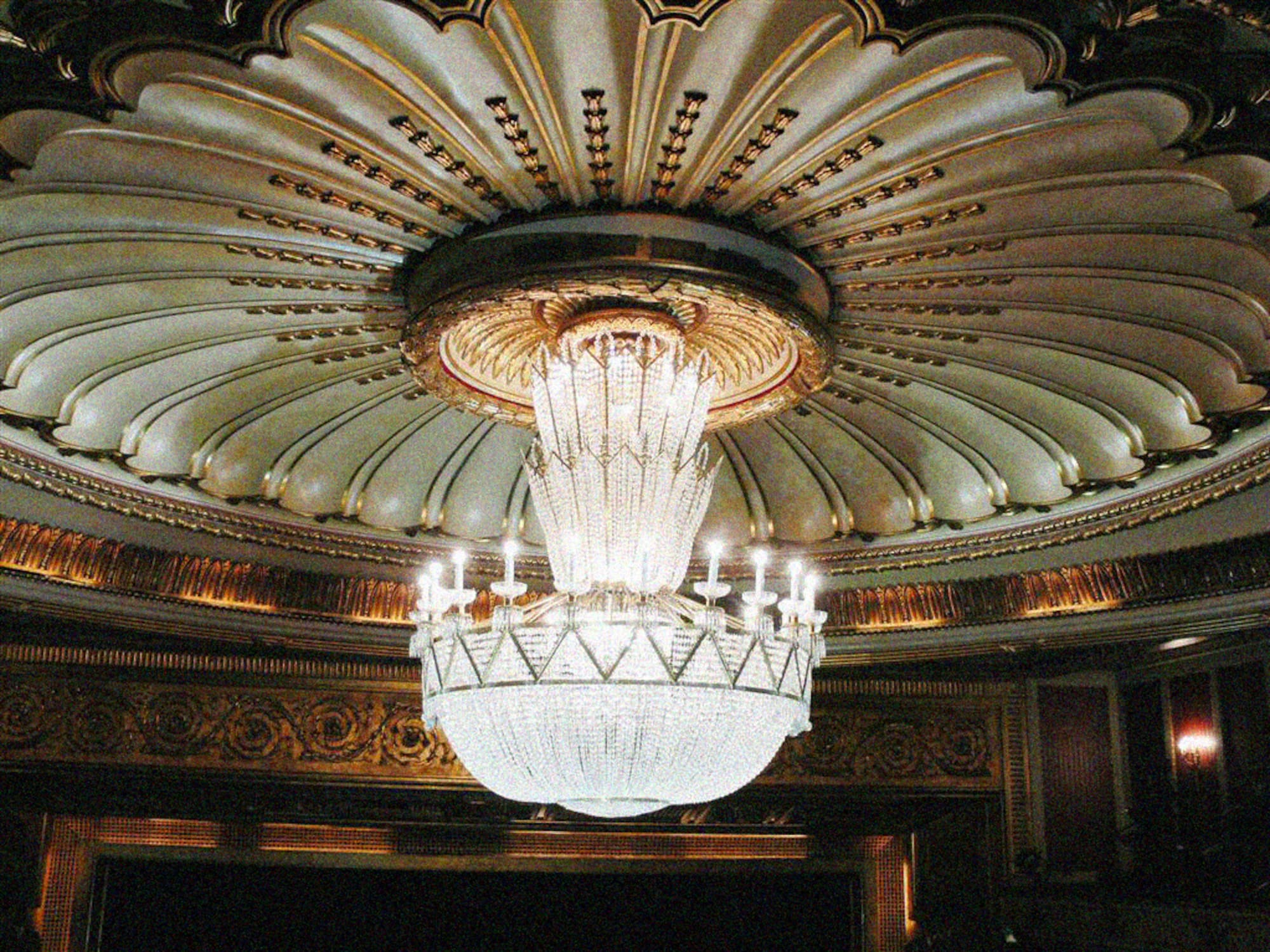 a chandelier from the ceiling