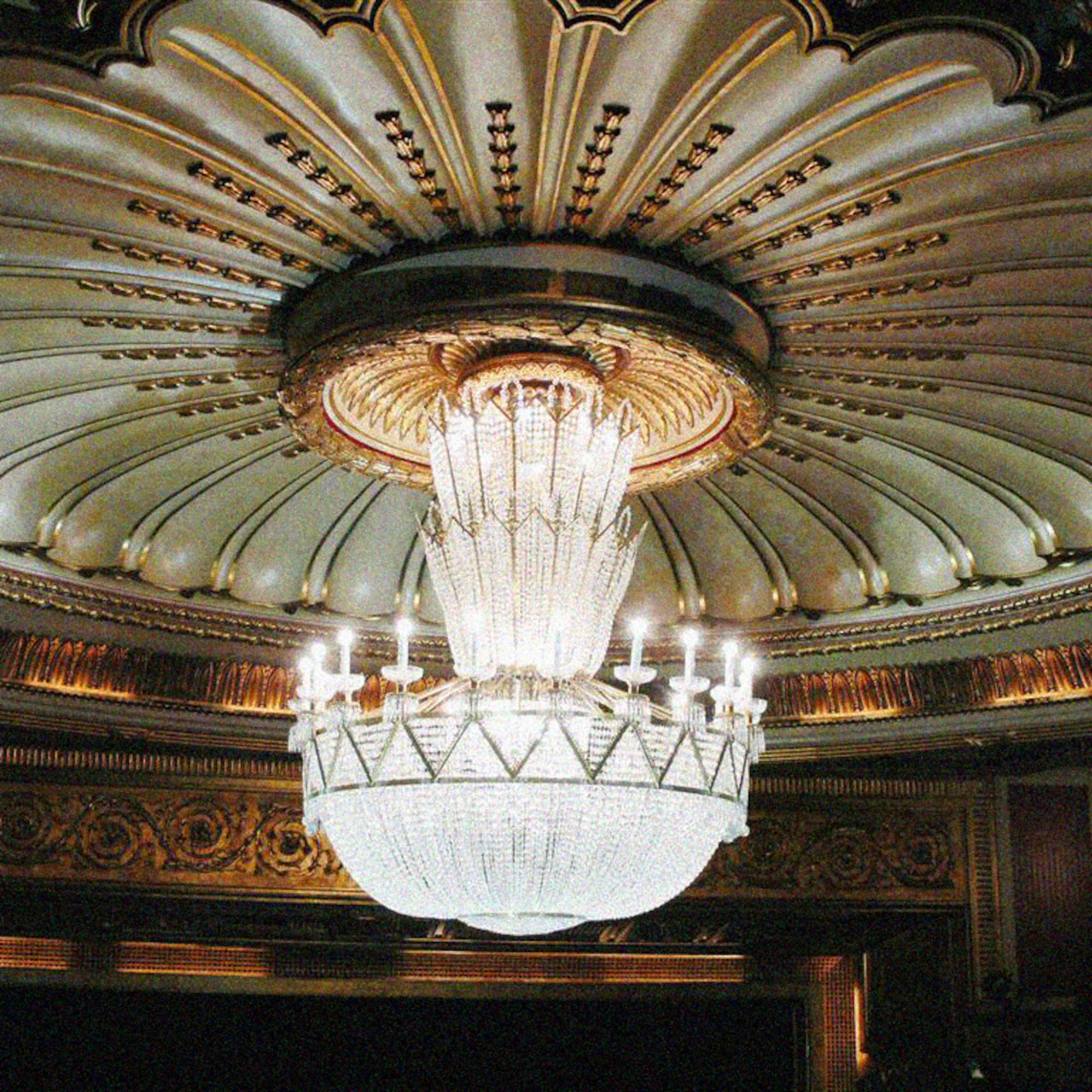a chandelier from the ceiling