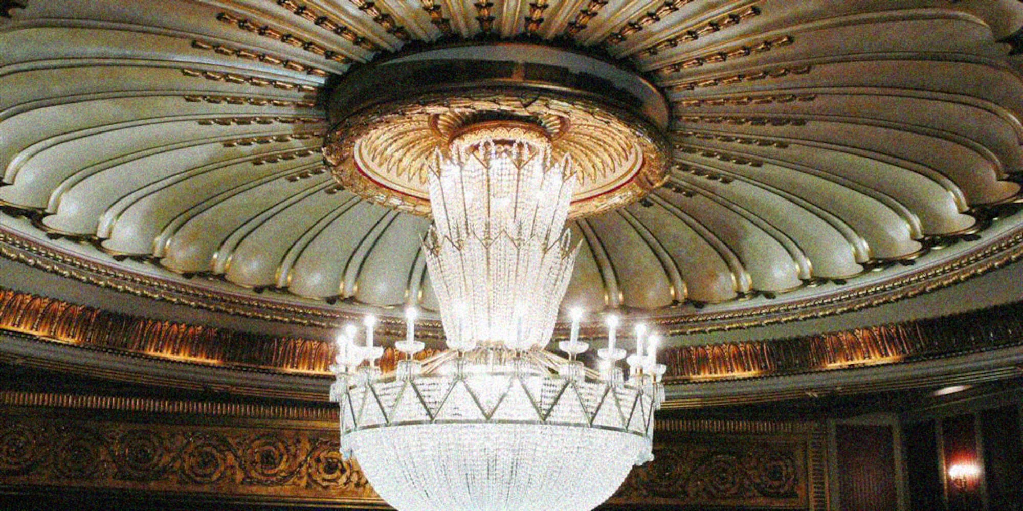 a chandelier from the ceiling