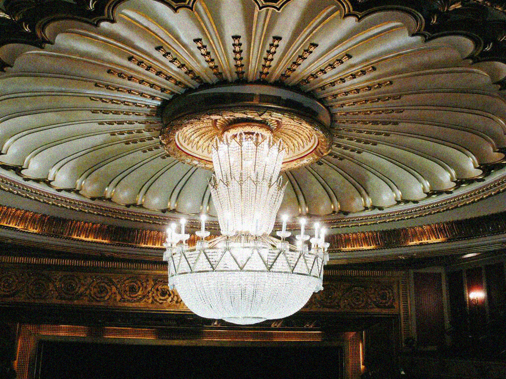 a chandelier from the ceiling