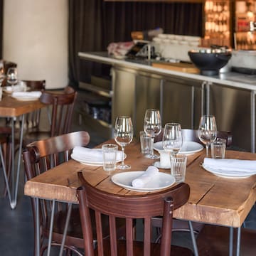 a table set up for a restaurant