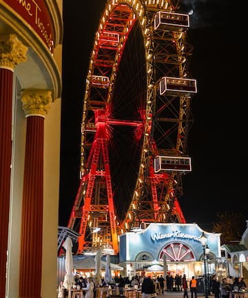 a ferris wheel at night