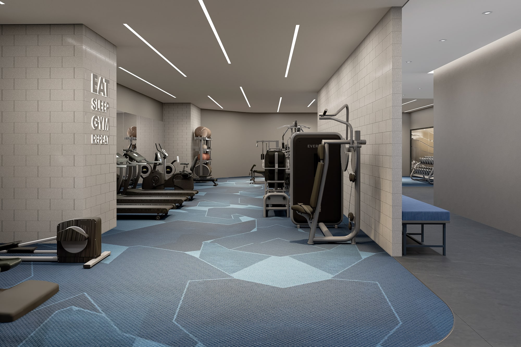 a gym with exercise equipment
