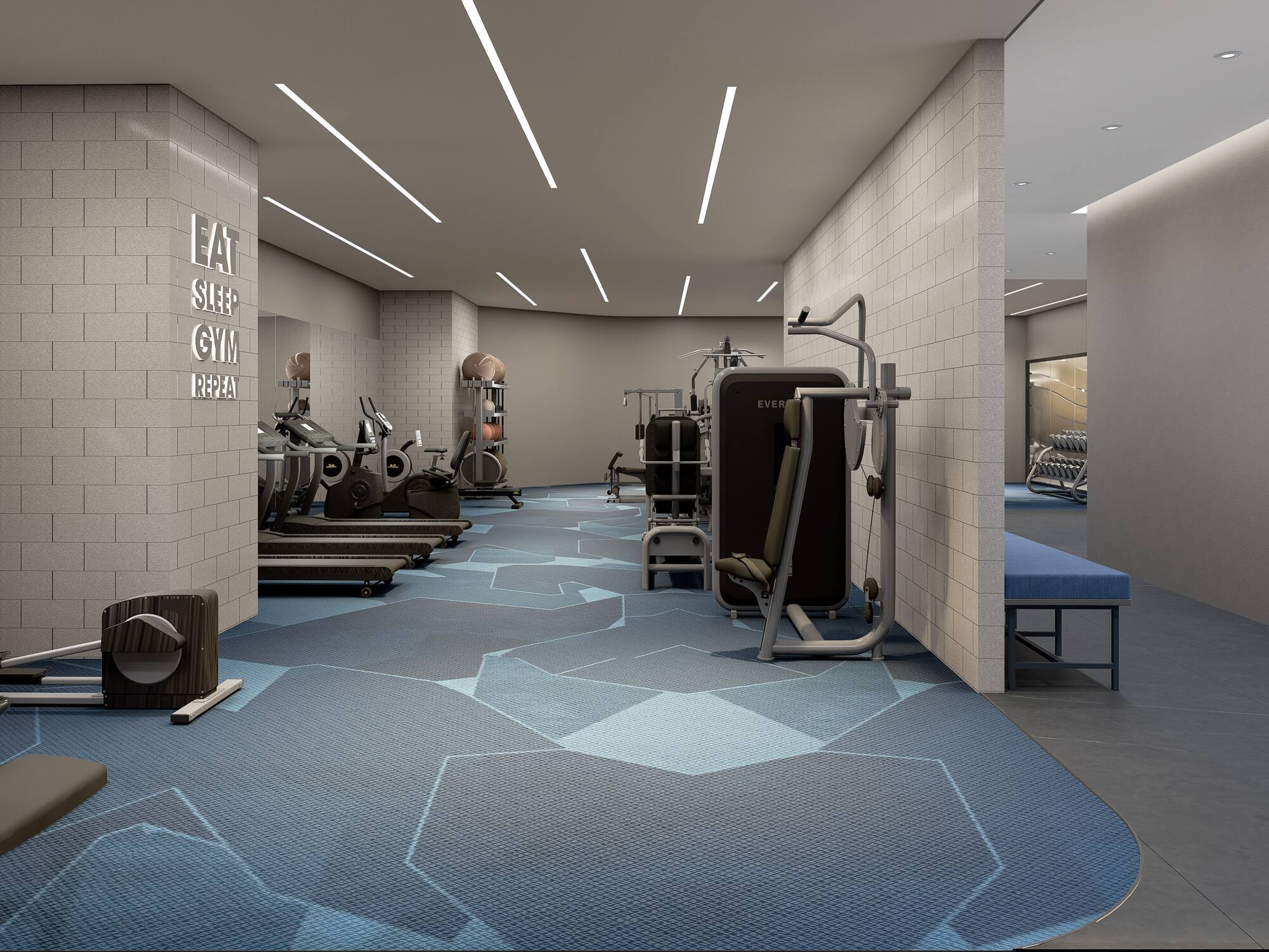 a gym with exercise equipment