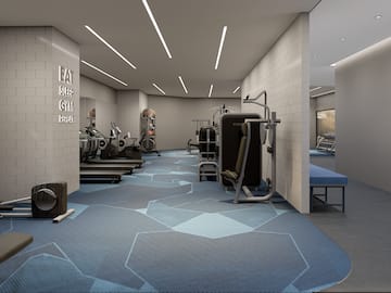 a gym with exercise equipment
