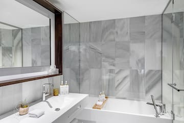 a bathroom with a sink and a bathtub