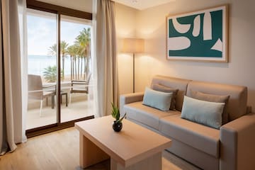 a living room with a couch and a table