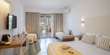 a room with a bed and a table